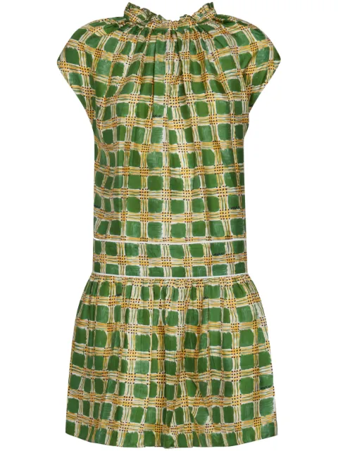 Marni Check Fields silk minidress