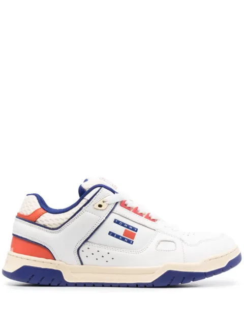 Tommy Jeans logo-motif leather sneakers