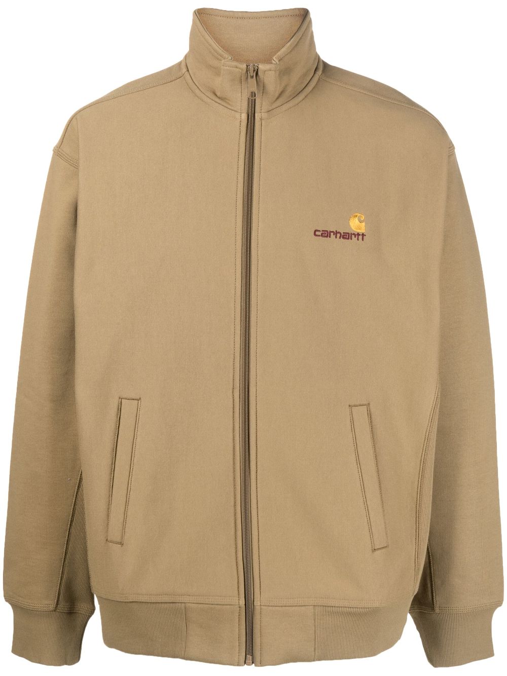 Carhartt Logo-embroidered High-neck Jacket In Green