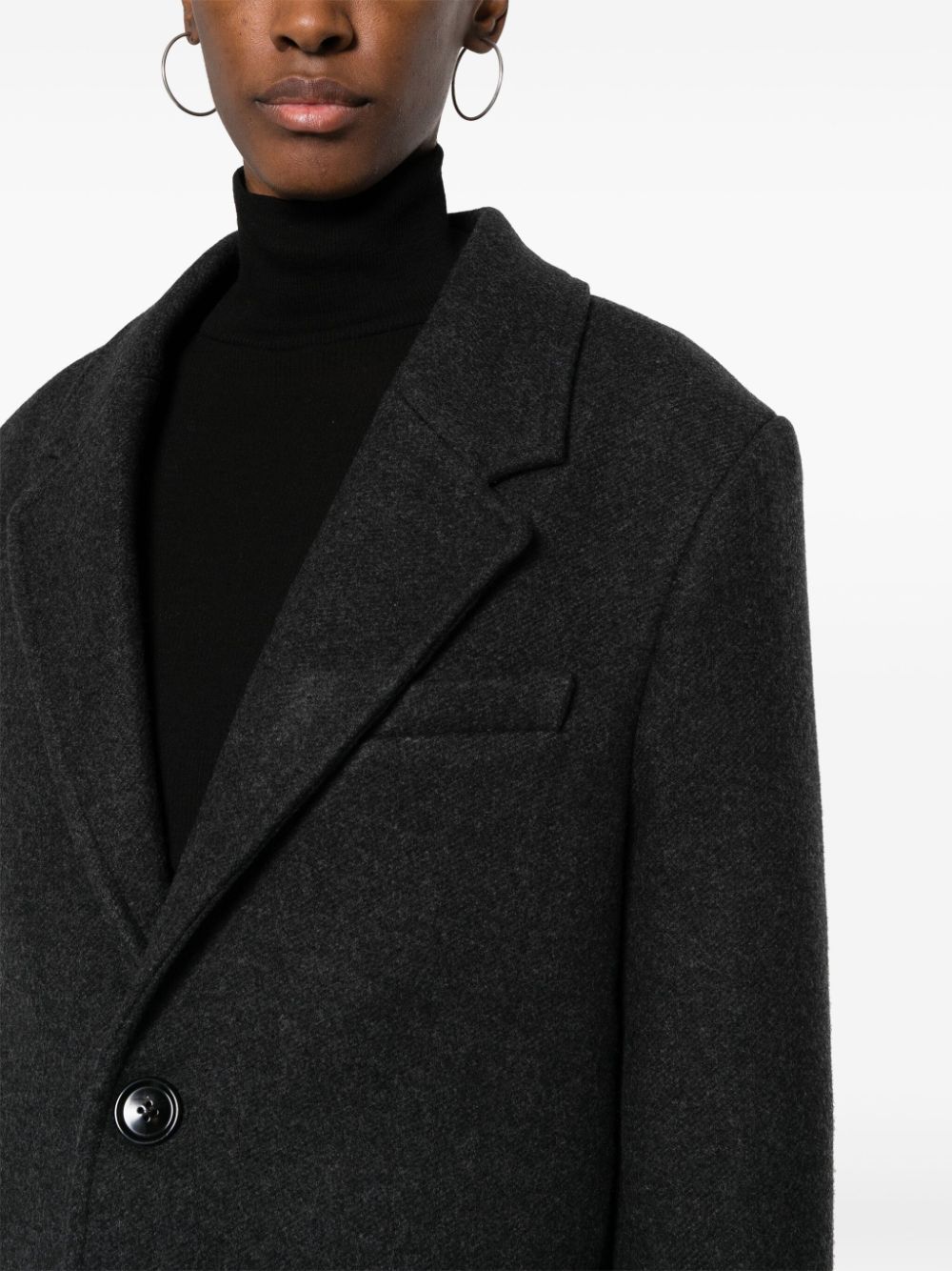 Shop Ami Alexandre Mattiussi Single-breasted Wool Coat In 055 Heather Grey