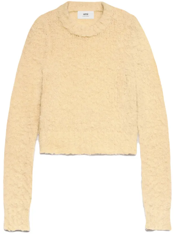 Ami Paris Crew-neck Brushed Jumper in Neutrals