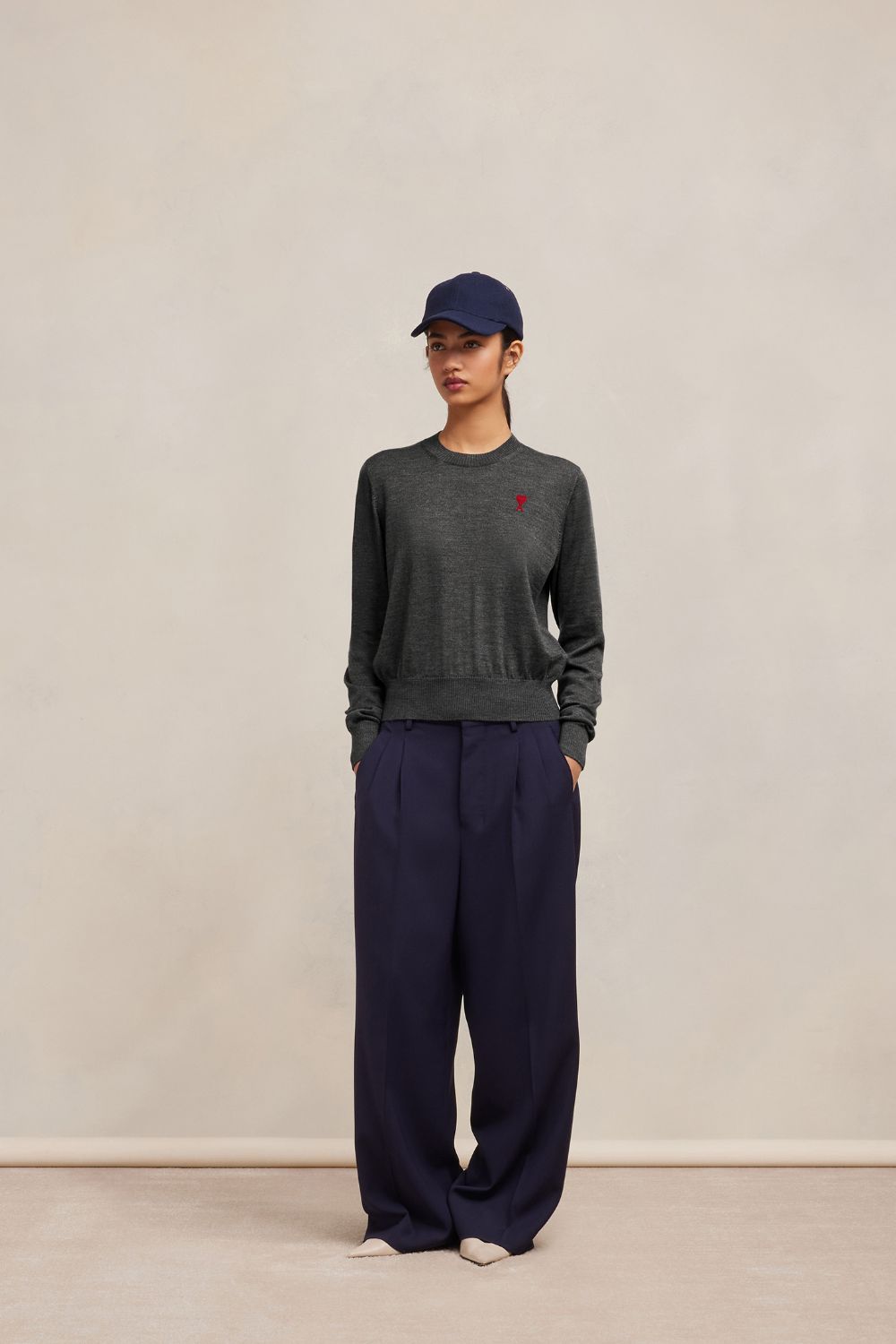 Shop Ami Alexandre Mattiussi Red Ami De Coeur Sweater Grey For Women
