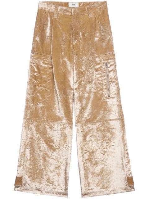 AMI Paris wide-leg velour trousers