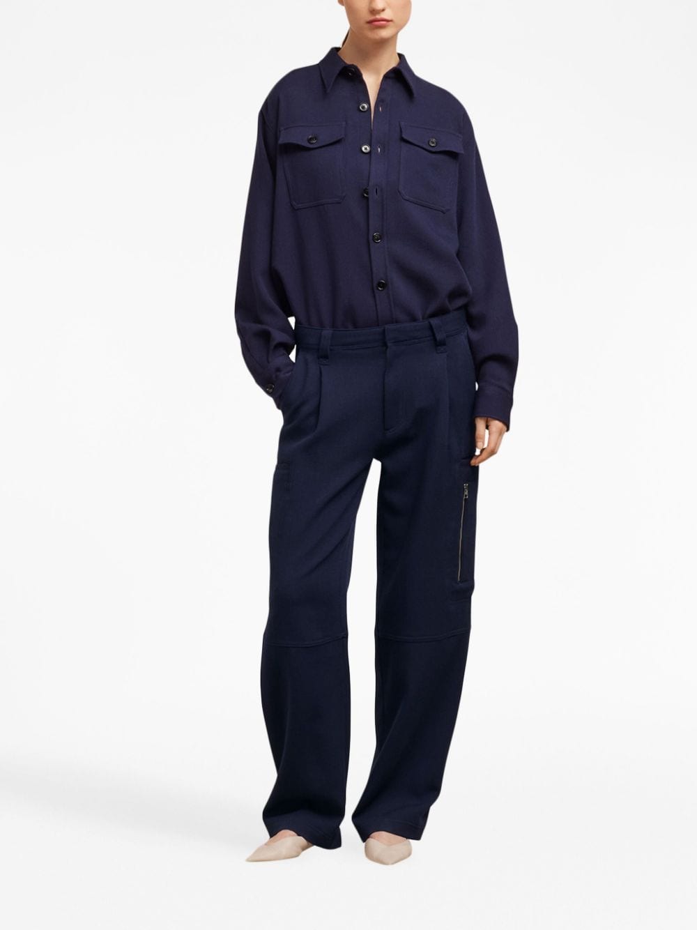 Shop Ami Alexandre Mattiussi Tailored-cut Wide-leg Trousers In Blue