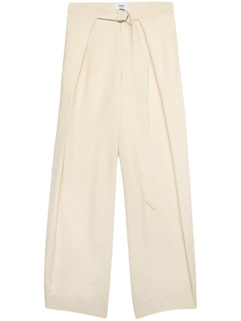 AMI Paris layered wide-leg belted trousers