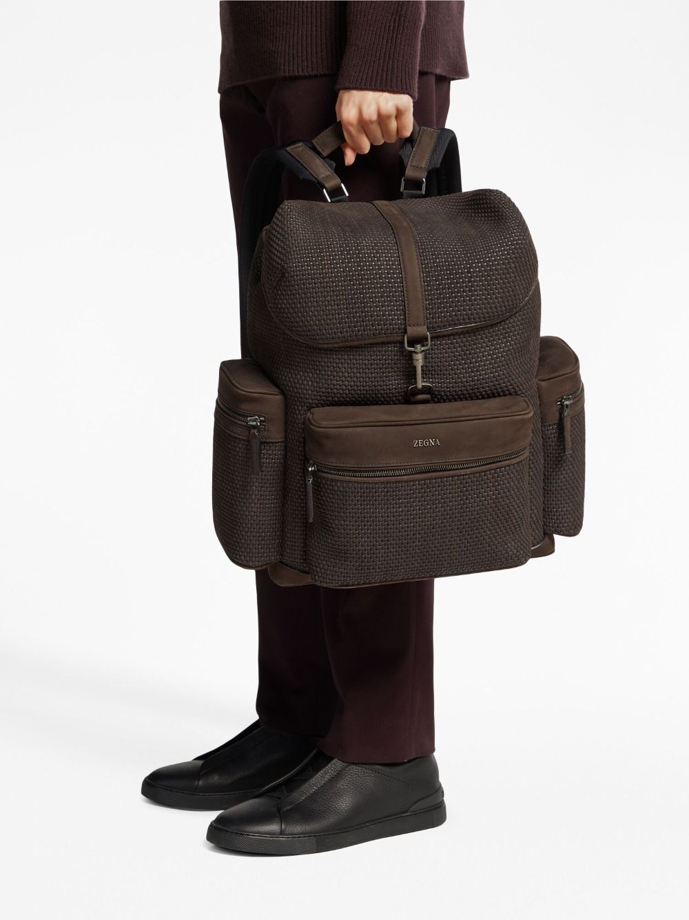 Zegna Pelletussuta™ leather backpack - Bruin