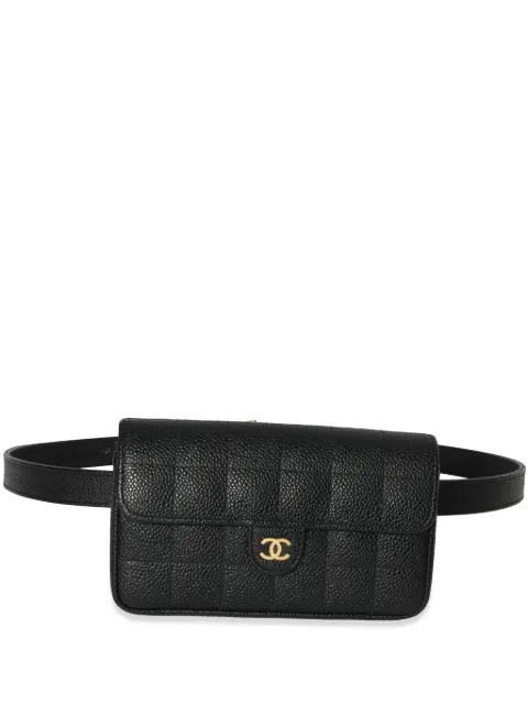 HOT SALE CHANEL Choco Bar leather belt bag Men