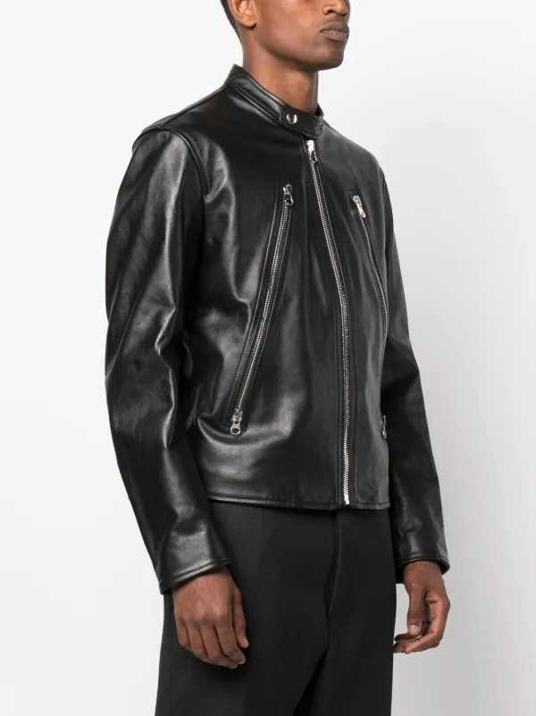 Maison margiela leather discount wool sleeves biker jacket