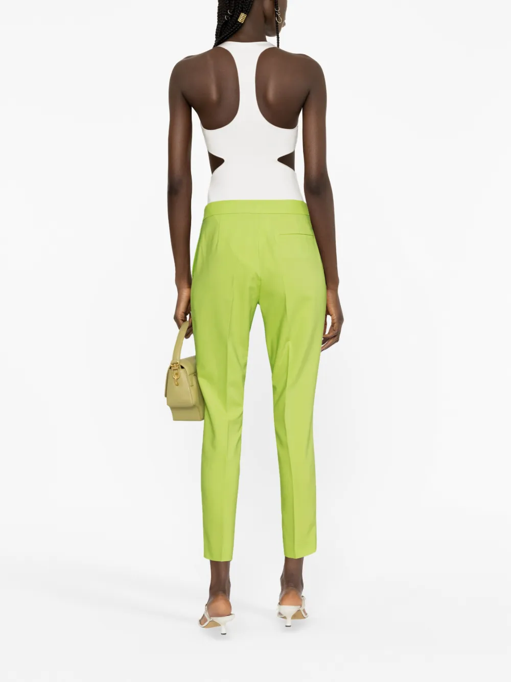 Twinset High-waisted Cigarette Trousers In Green
