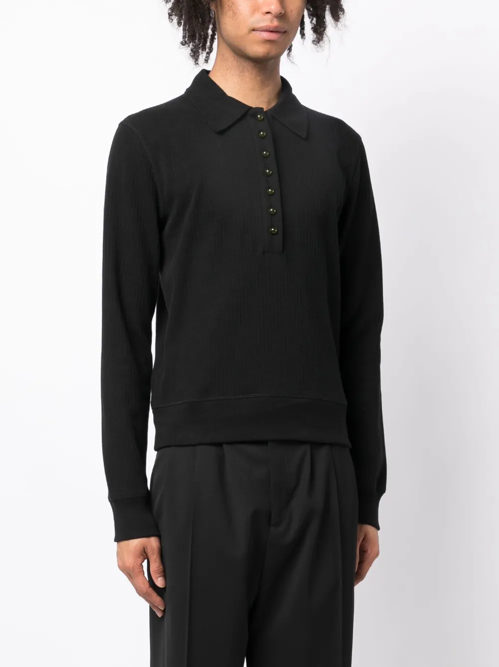 Samira ribbed-knit polo shirt