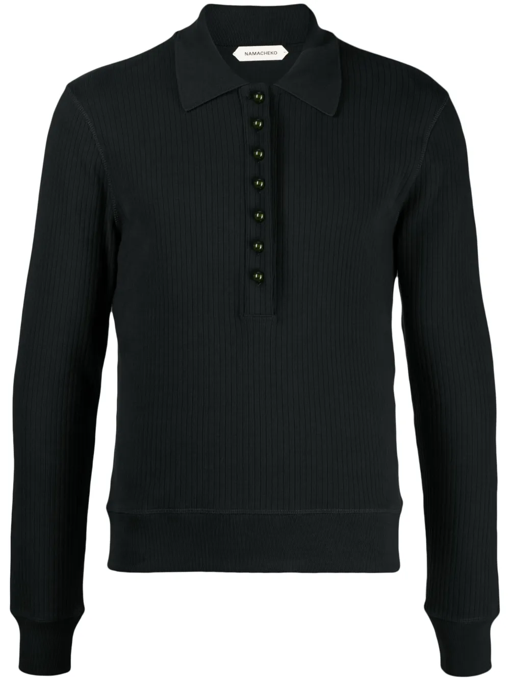 Samira ribbed-knit polo shirt