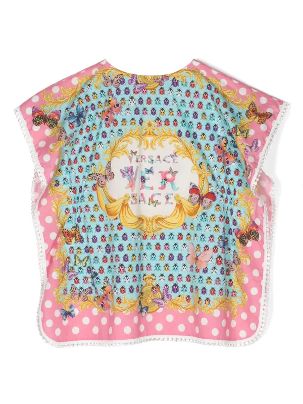 Versace Kids Blusa Estilo Capa Con Mariposas Estampadas Farfetch