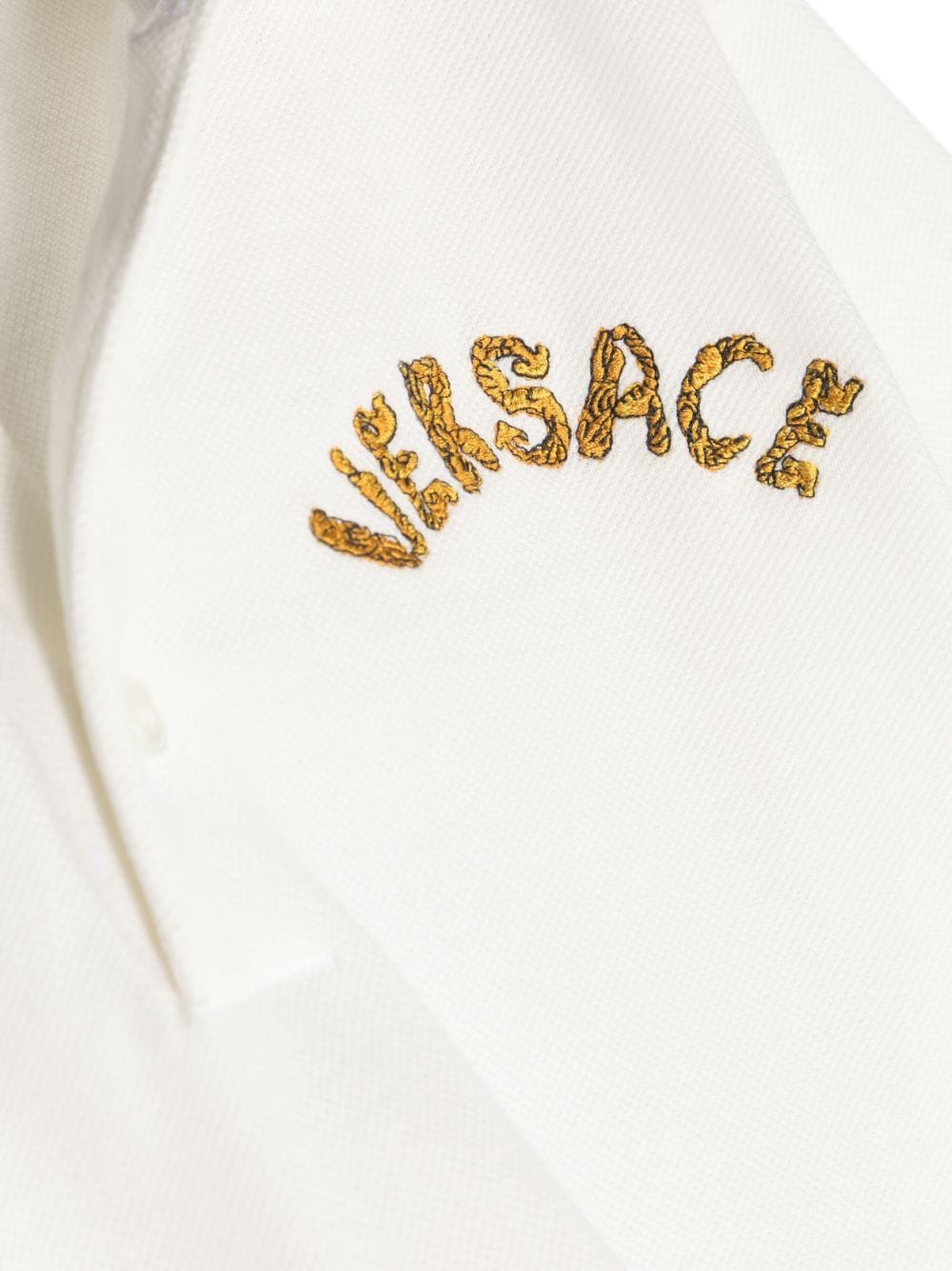 Shop Versace Logo-embroidered Polo Shirt In White