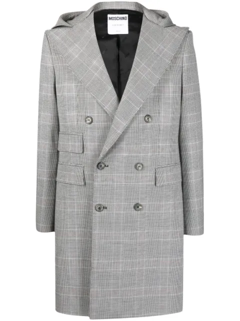 Moschino double-breasted plaid-check coat