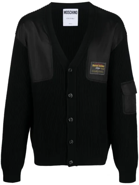 Moschino cárdigan con parche del logo y cuello en V