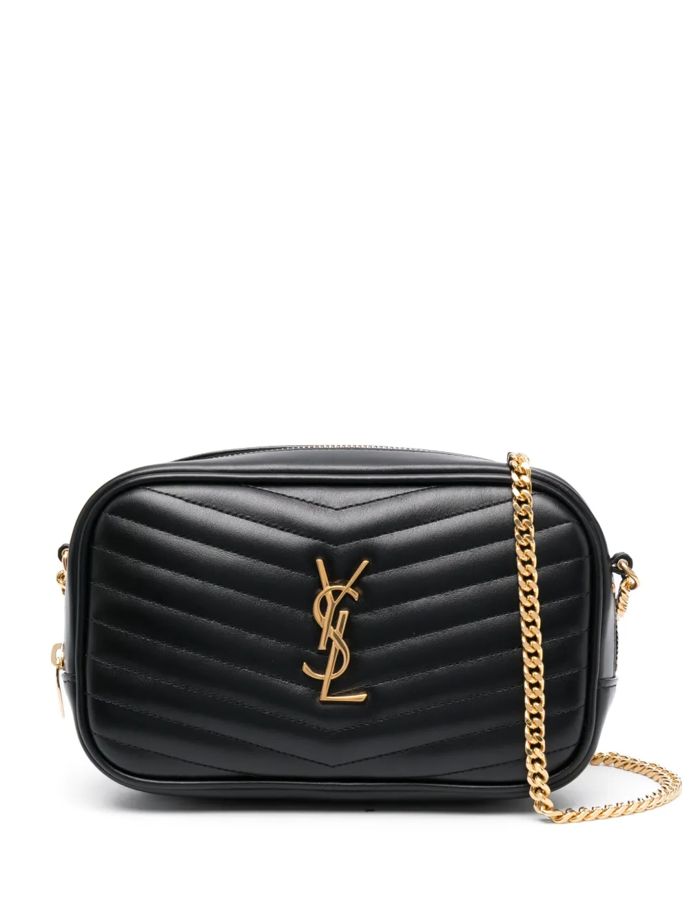 Saint Laurent Logo Plaque Shoulder Bag Quilted Black in Leather with  Gold-tone - US