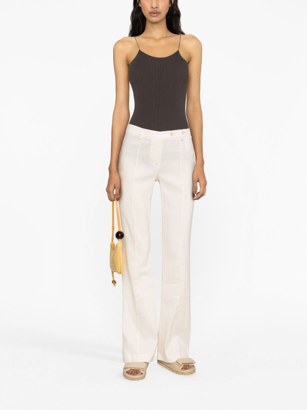 Patrizia Pepe linen-blend straight-leg trousers - Wit