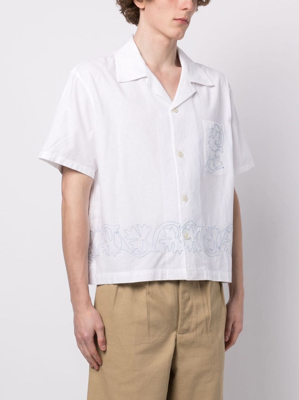 Shop Bode Decorative-stitching Cotton Shirt In White