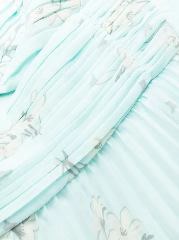 Self-Portrait floral-print Chiffon Midi Dress | Blue | FARFETCH AO