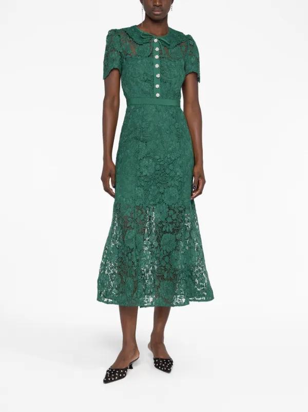 Green lace midi dress on sale