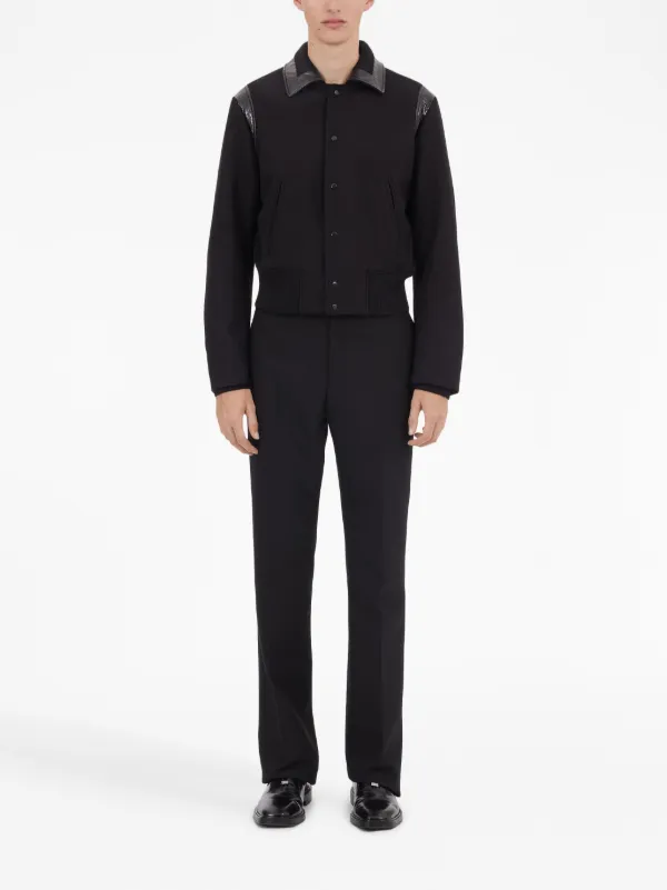 Ferragamo pointed-flat Collar Wool Jacket | Black | FARFETCH