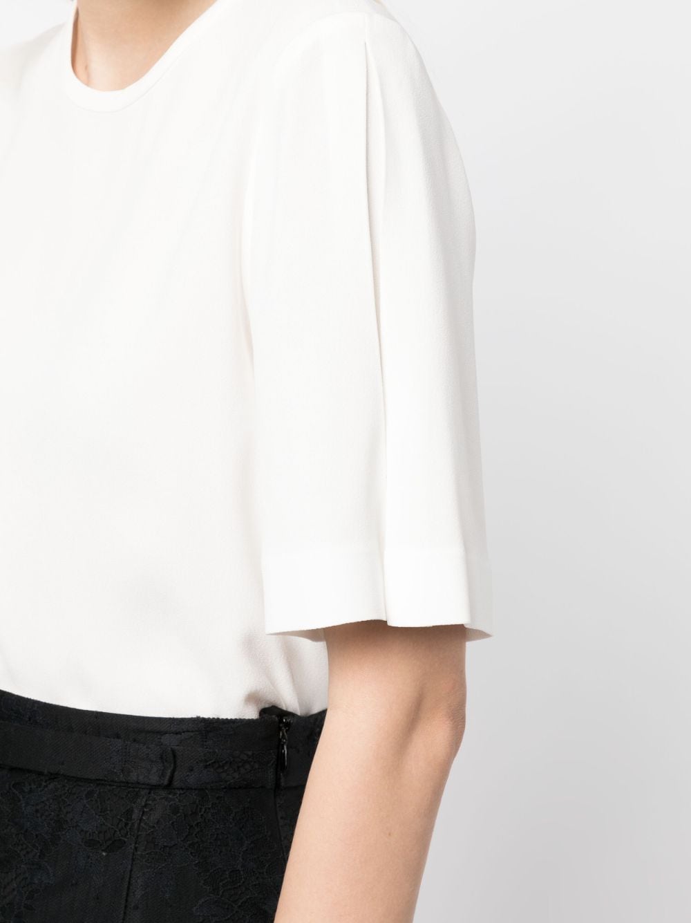 Shop Paule Ka Short-sleeve Crepe Blouse In White