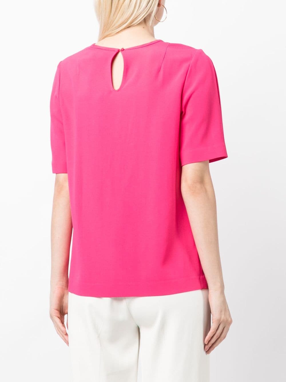 Shop Paule Ka Short-sleeve Crepe Blouse In Pink