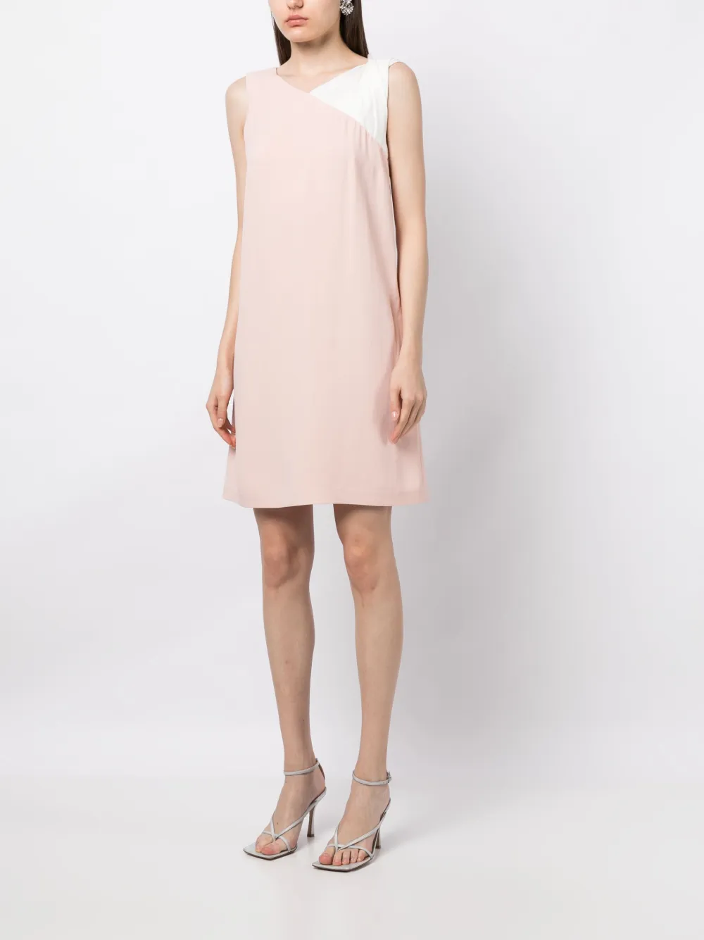 Shop Paule Ka Sleeveless Two-tone Mini Dress In Pink