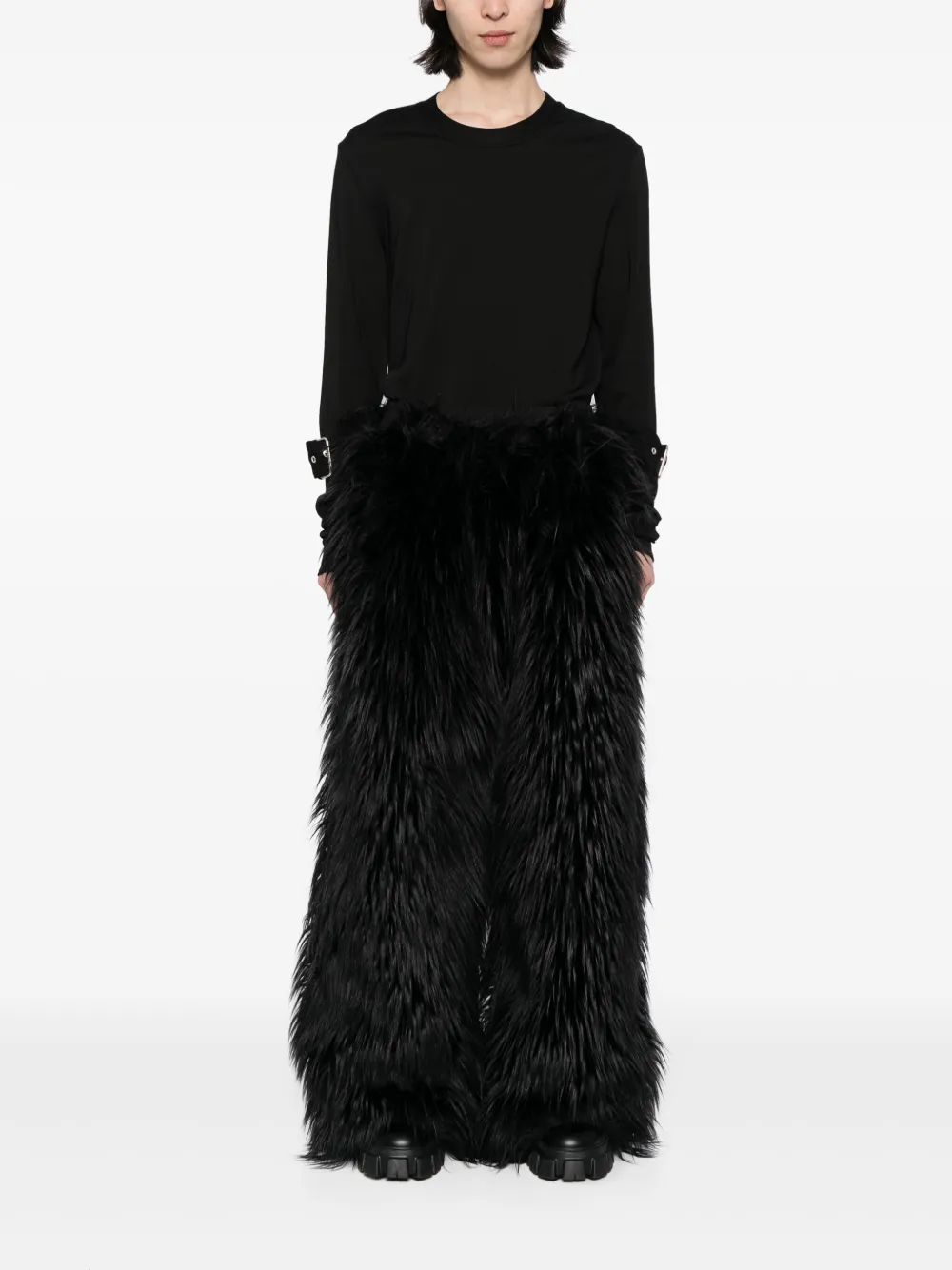 Natasha Zinko Furry broek met wijde pijpen - Zwart