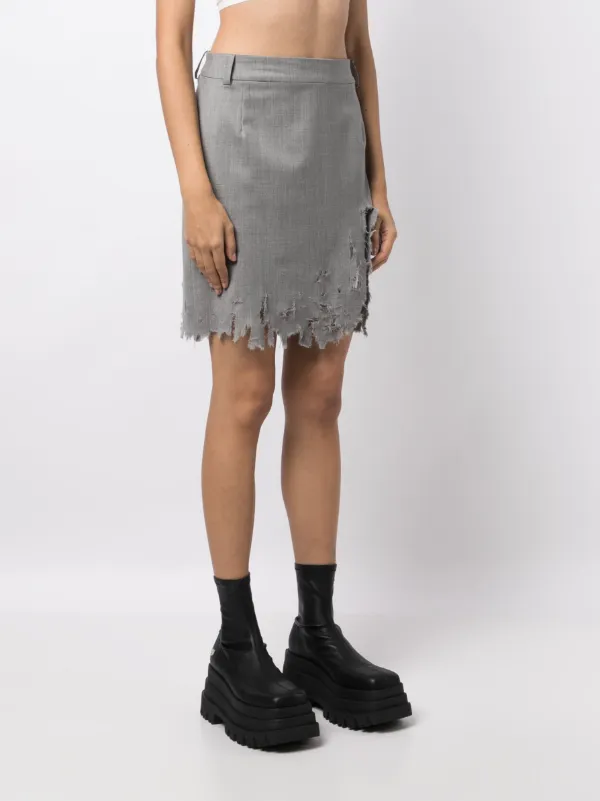 Natasha Zinko Distressed Office Skirt | Grey | FARFETCH