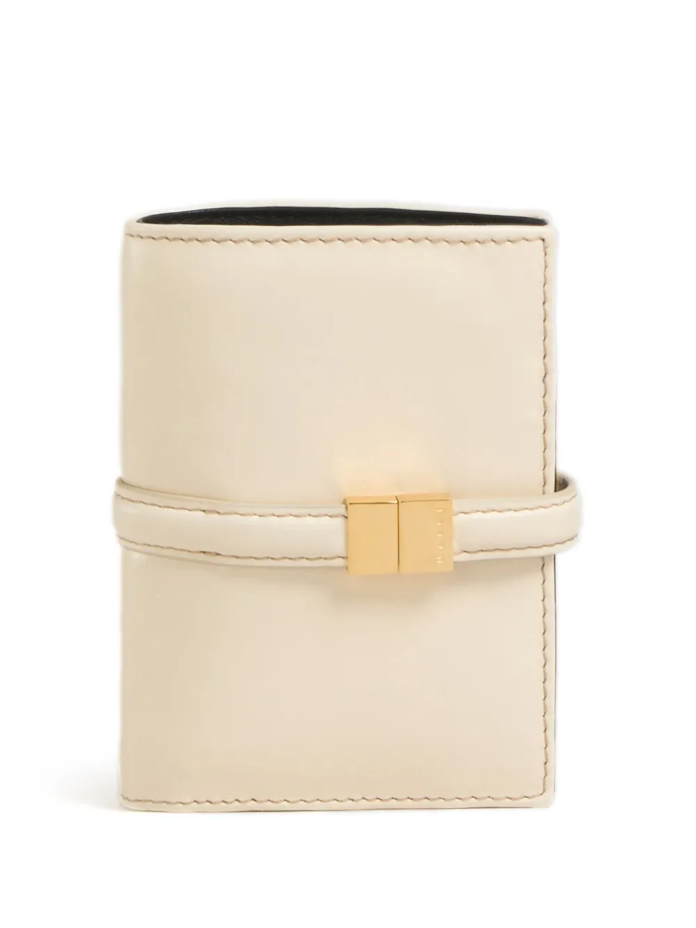 Marni Logo-engraved Leather Wallet In Neutrals