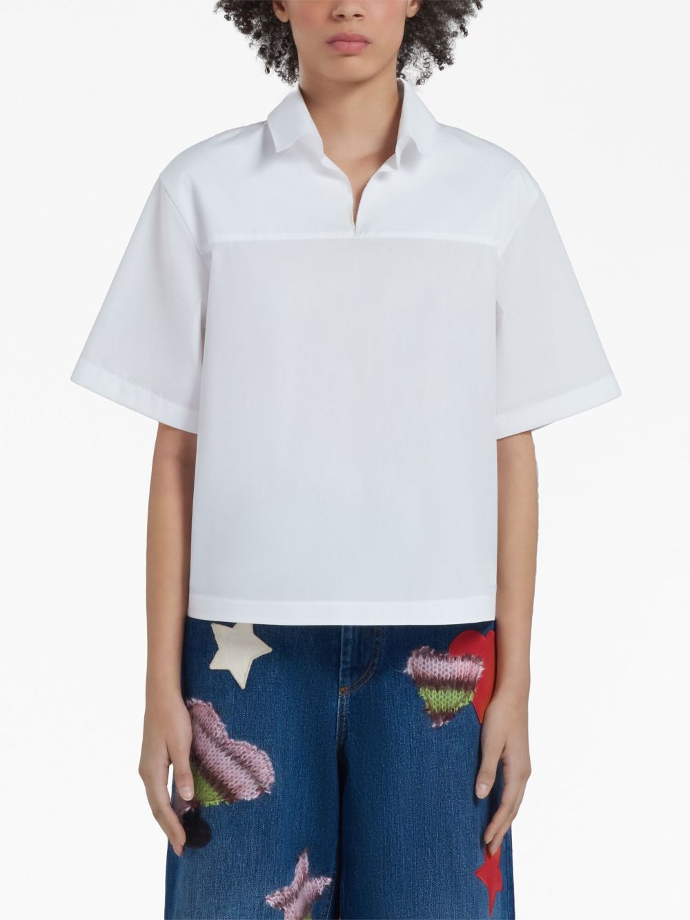 Cheap Marni polo-collar poplin blouse Women