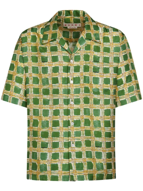 Marni Check Fields シルクシャツ | グリーン | FARFETCH JP