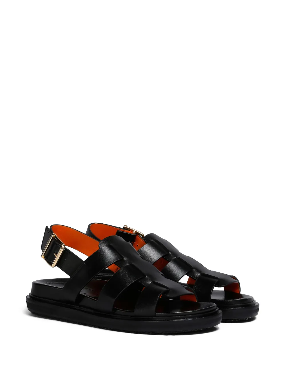 Marni Fussbett leren sandalen - Zwart