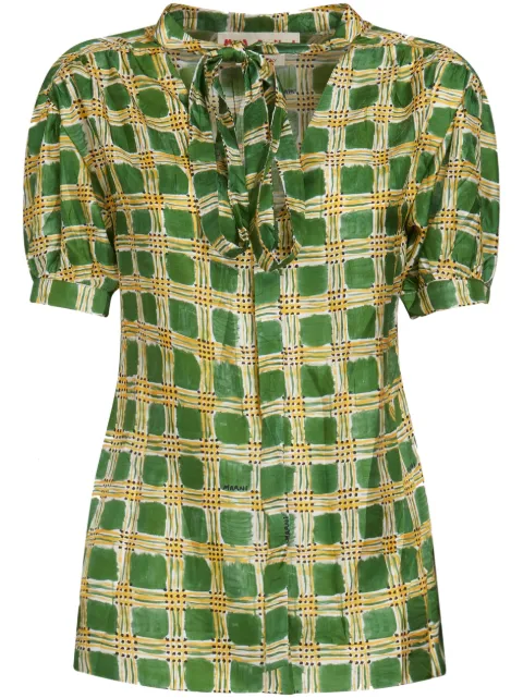 Marni - check-print silk blouse