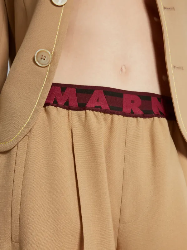 Marni ロゴウエスト フレアパンツ | ブラウン | FARFETCH JP