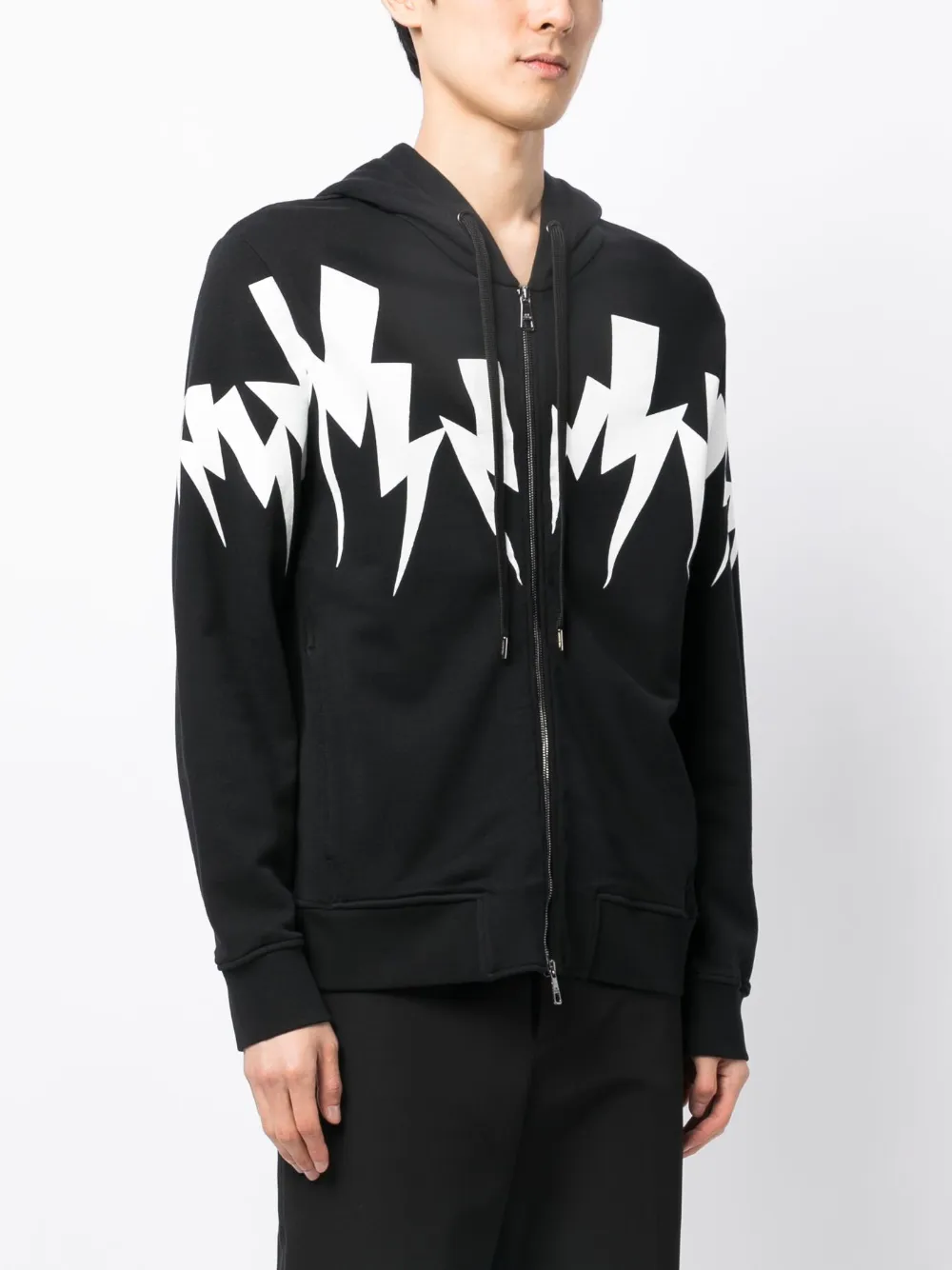 Neil Barrett Thunderbolt-print zip-up Hoodie - Farfetch