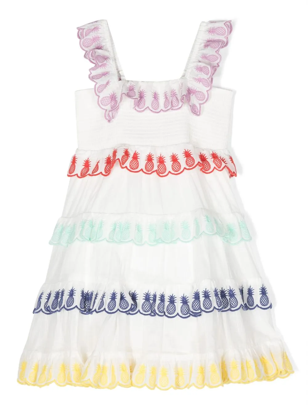 Shop Zimmermann Raie Shirred-panel Tiered Dress In White