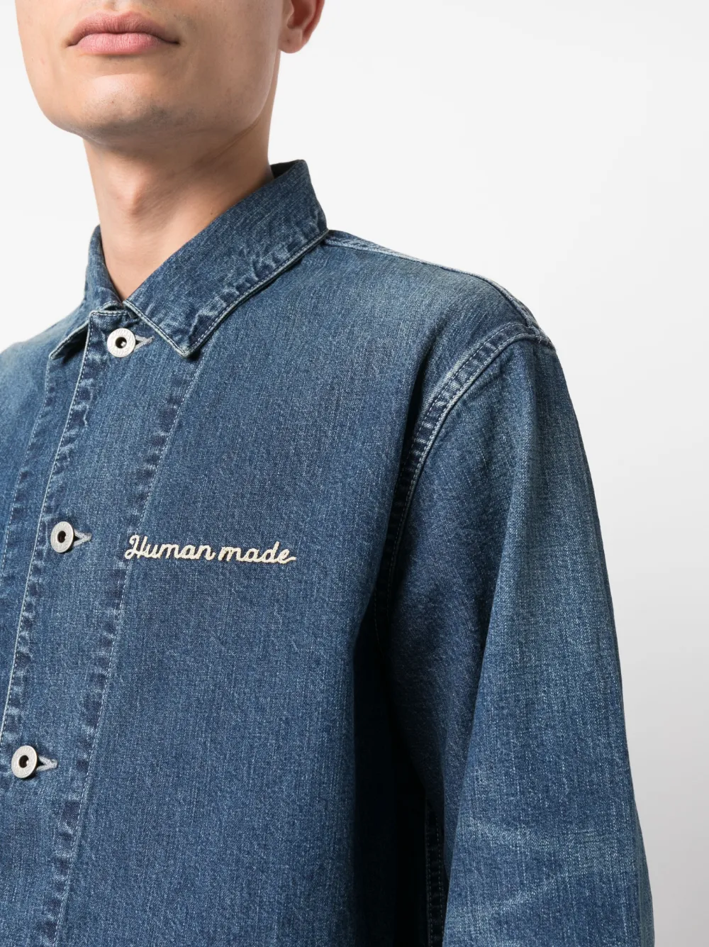 Human Made logo-embroidered Denim Jacket - Farfetch