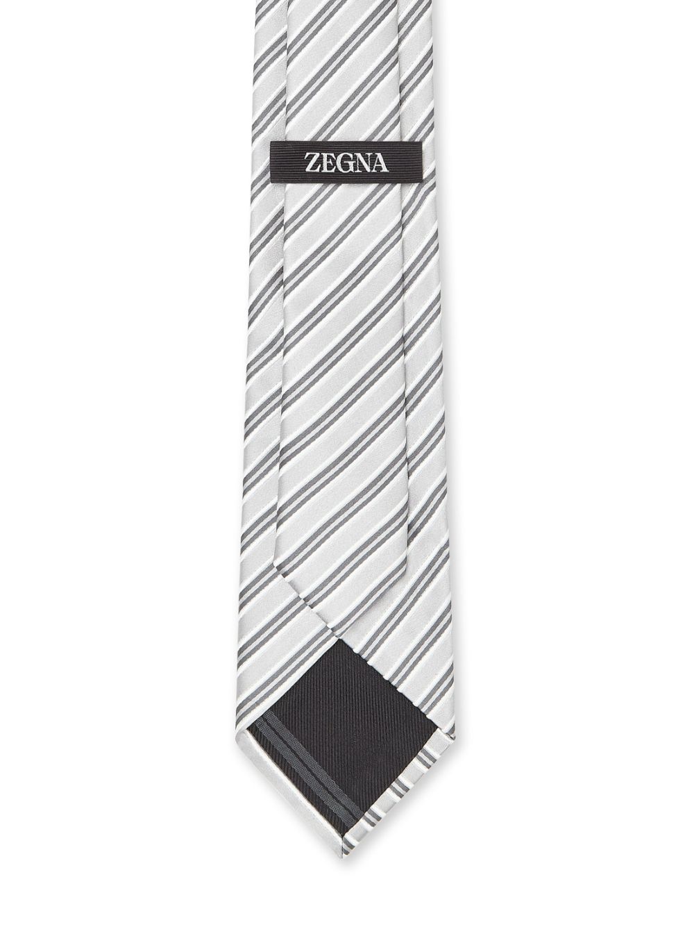 Shop Zegna Graphic-print Silk-blend Tie In Grey