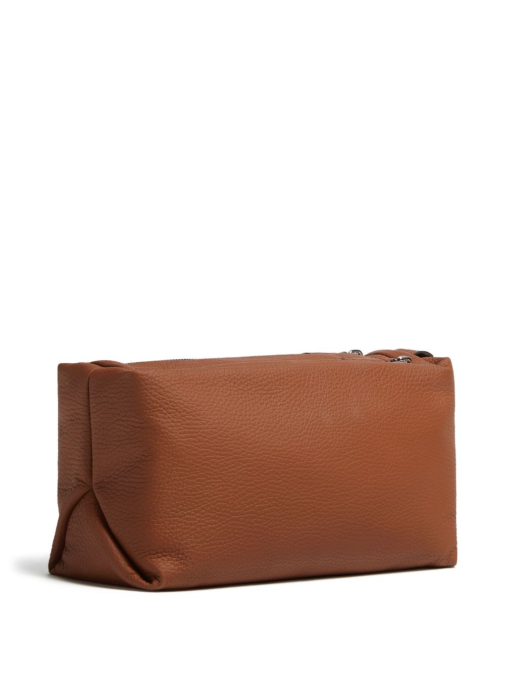 Shop Zegna Logo-plaque Leather Clutch Bag In Brown