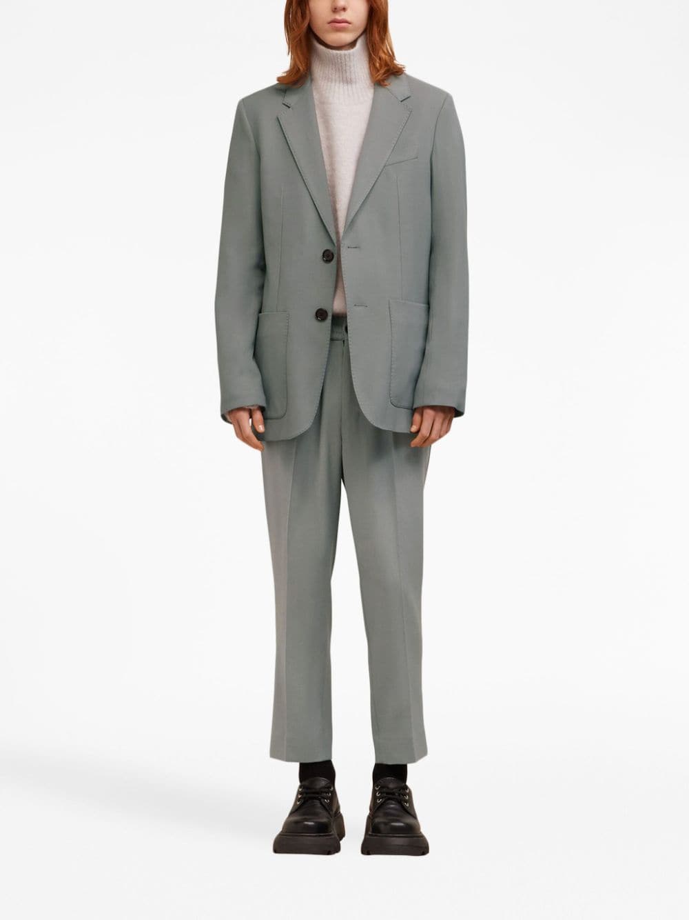 Shop Ami Alexandre Mattiussi Tailored Single-breasted Blazer In Grey