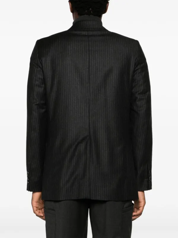 「AMI PARIS」クレープ ブレザー AMI Paris pinstripe-pattern virgin-wool Blazer | Black