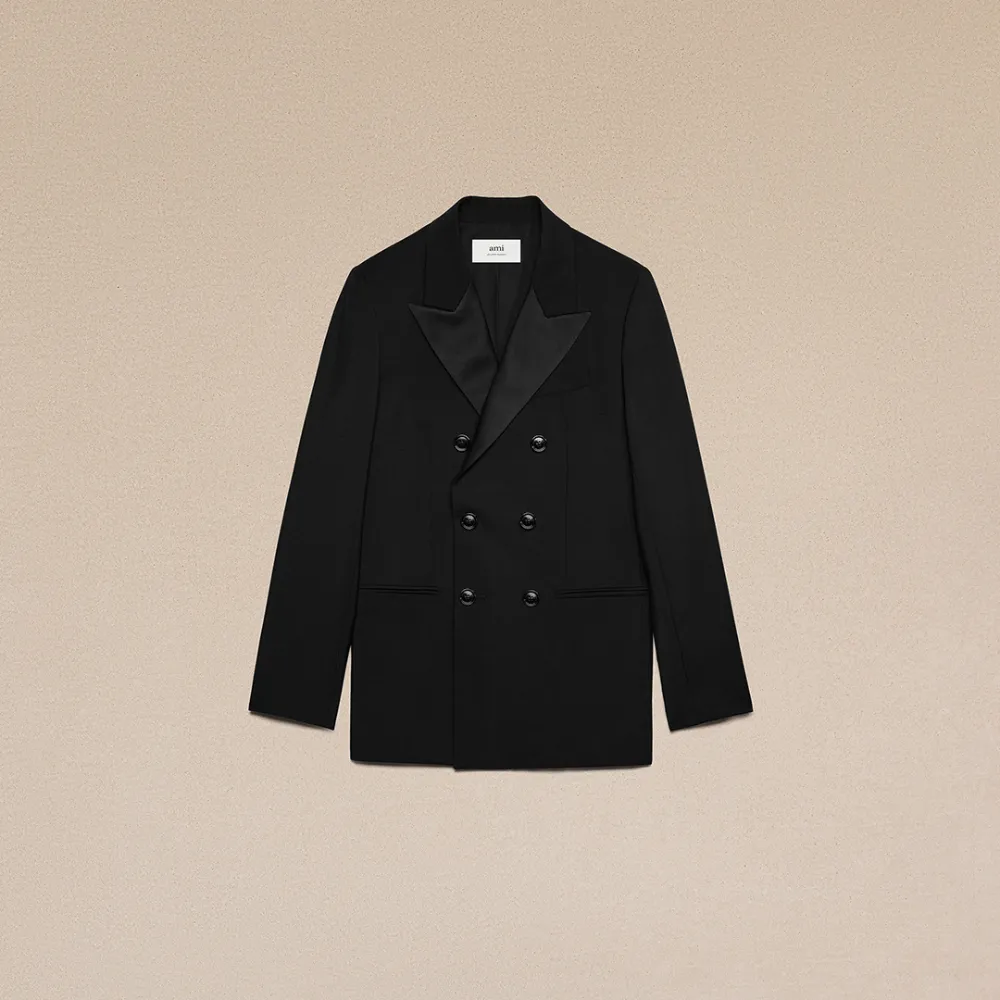 Double Breasted Smoking Jacket Black for Men - 46 - AMI Paris