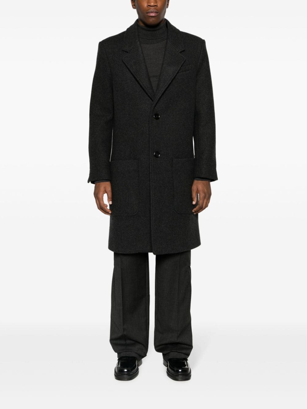 Shop Ami Alexandre Mattiussi Felted Single-breasted Wool Coat In Grey