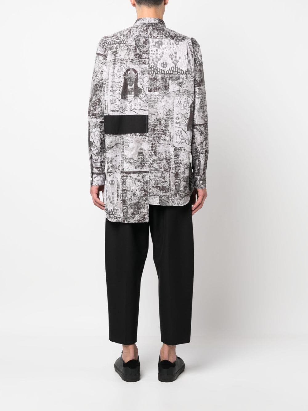 Shop Comme Des Garçons Shirt Graphic-print Asymmetric Shirt In Grey