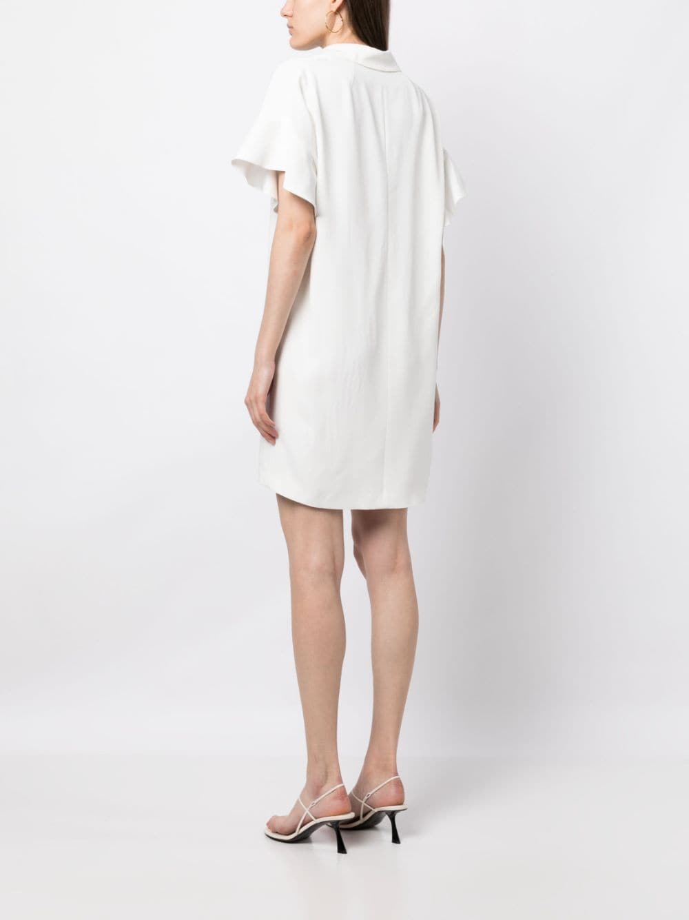 Shop Paule Ka Ruffle-cuffs Short-sleeve Dress In White