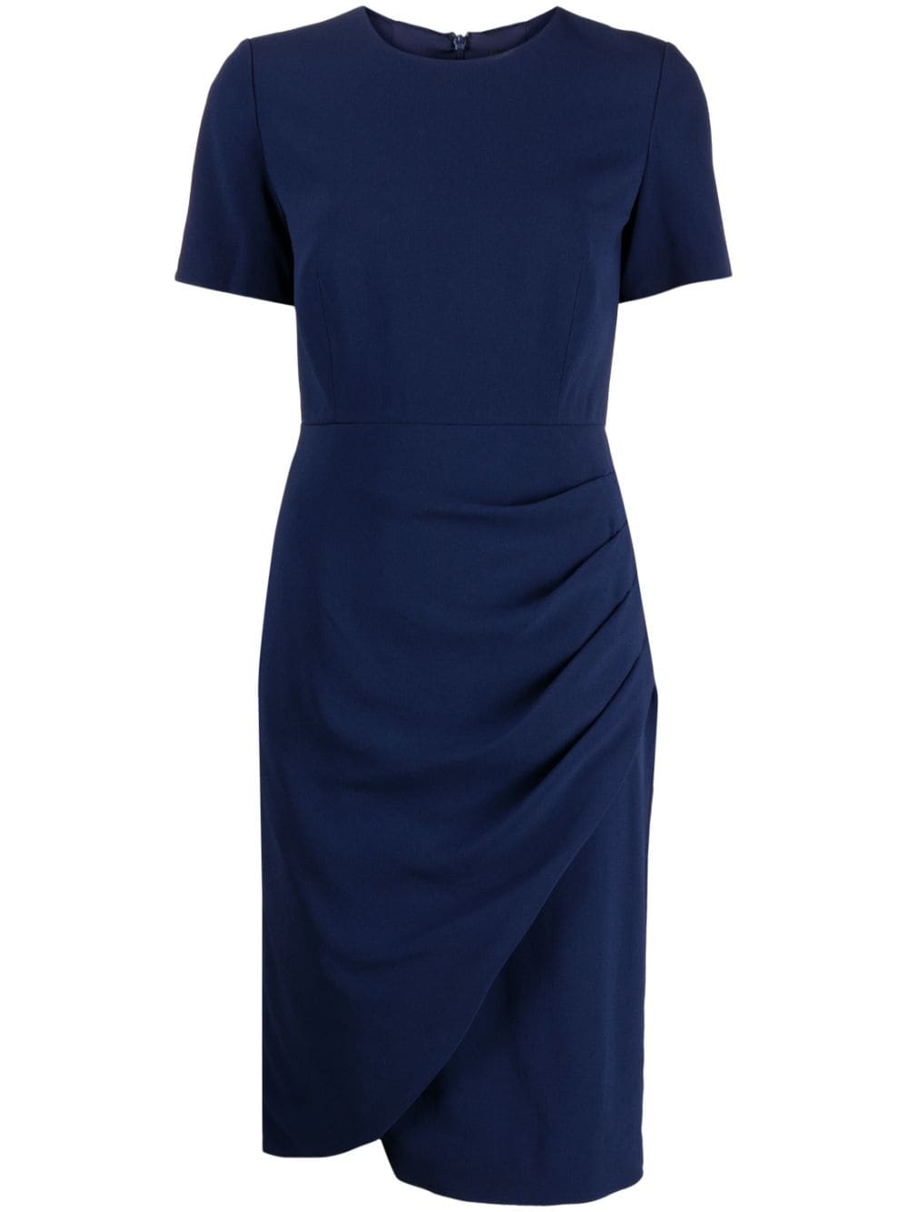 Paule Ka Gathered-detail Short-sleeve Dress In Blue