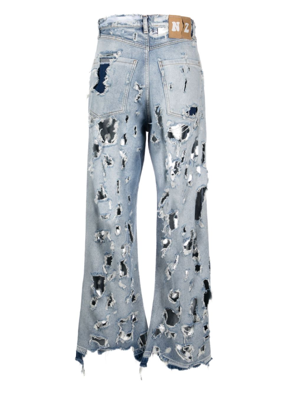 Shop Natasha Zinko Destroyed Straight-leg Jeans In Blue