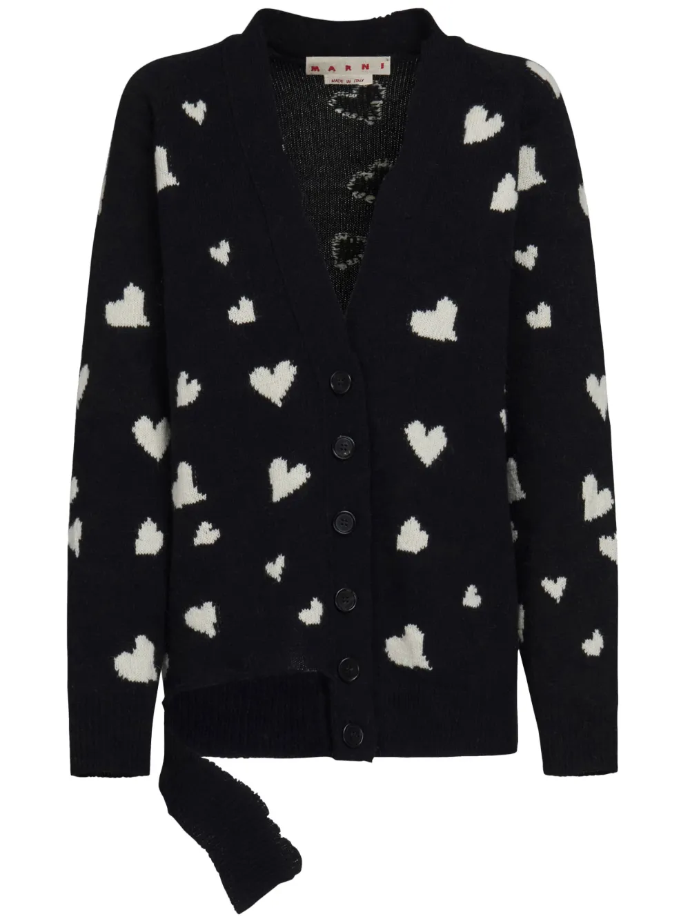 Shop Marni Bunch Of Hearts Alpaca-wool Cardigan In Black